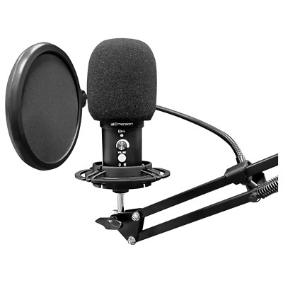 Emerson USB Gaming and Streaming Condenser Microphone with Noise-Canceling 