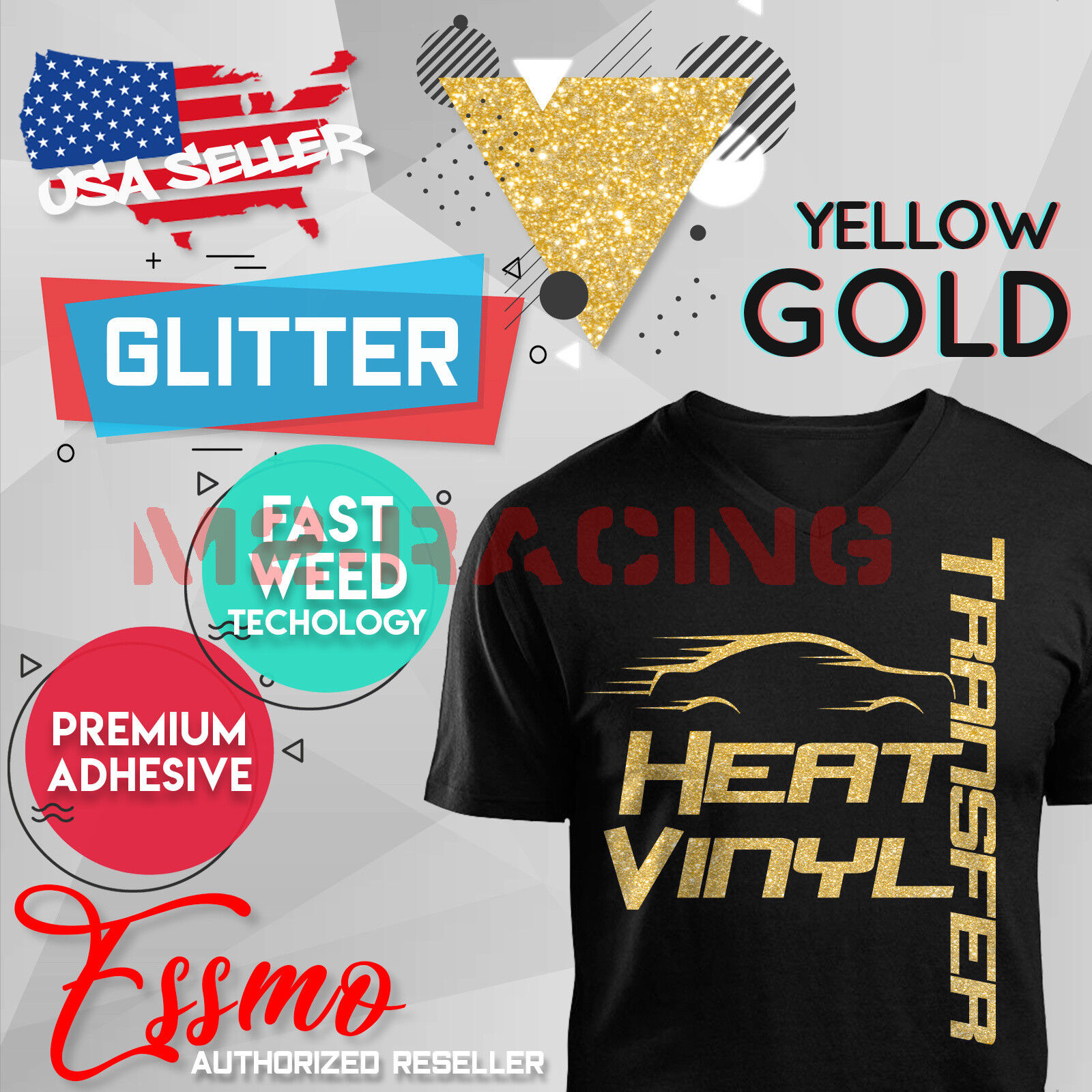 Yellow Gold Glitter Heat Transfer Vinyl HTV T-Shirt 20