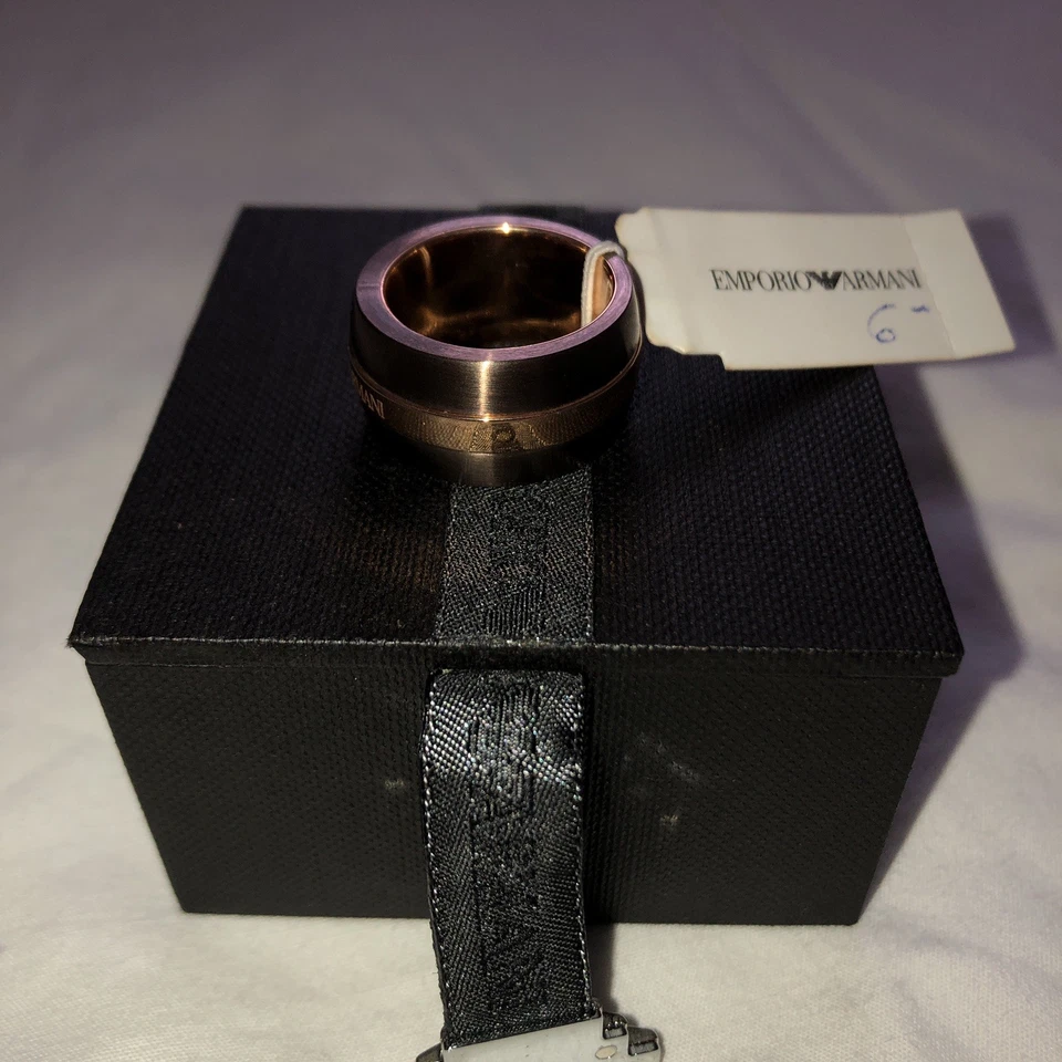 Anillo para mujer Emporio Armani acero inoxidable marrón oro rosa NUEVO TALLA 6 Foto 4 de 4