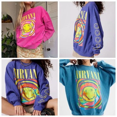 2025 Neue Mode Casual Frauen Hoodie Nirvana Lächelnd Rundhals Sport Hoodie