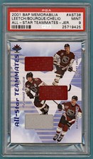 2001 BAP Mem. Ray Bourque/Leetch/Chelios Game Used Jersey #AST38 PSA 9! Bruins! 