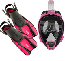 Ocean Reef Aria QR , Duo Travel Ready Mask/Fins Set Diving, Snorkeling Pink