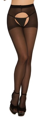 sexy ELEGANT MOMENTS sheer CROCHLESS open BACK stockings PANTYHOSE tights NYLON
