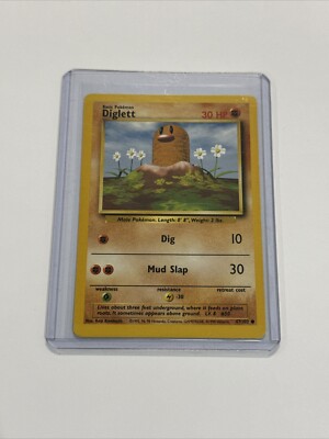 1995 diglett pokemon card value 47/102 Base Set First Edition #47 (Shadowless) Retreat Cost Diglett 47/102 Pokemon Card Base