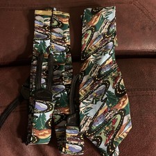 Vtg Nicole Miller Silk tie and suspender set Handmade for Subaru 1998