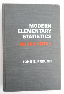 Modern Elementary Statistics 3rd Edition John E. Freund Textbook 1967 Prentice