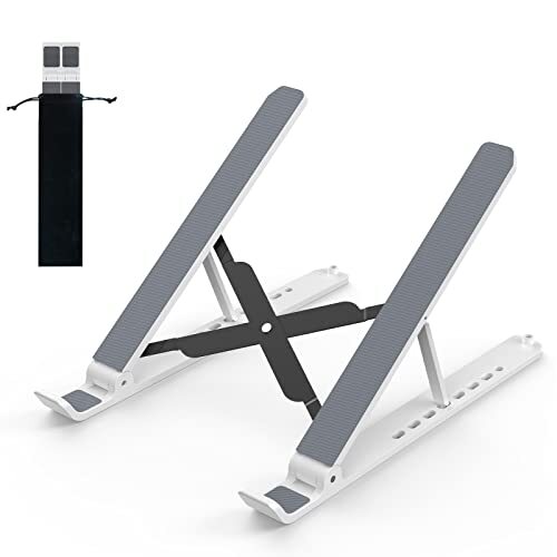 Adjustable Foldable White Laptop Stand for Desk Portable Riser