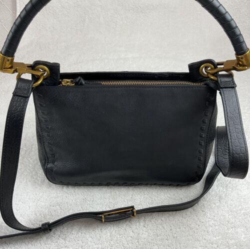 NWT The Sak Collective Wmns Estrada Three-Way Top Zip Black Block Leather Purse