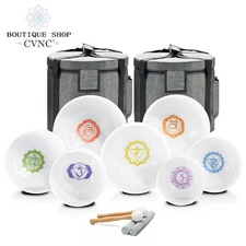CVNC 432Hz Set  Chakra 6-12" 7pcs Crystal Singing Bowl Sound Healing Bath Reiki