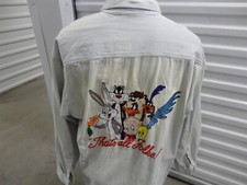 Vintage 90's Looney Tunes That's All Folks Embroidered Button Down L/S Shirt L