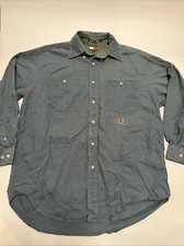 VTG Tommy Hilfiger Shirt Men  s Medium Blue Button Down Top Pockets Lion Crest