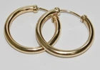 9ct Gold 18mm Capped Sleeper Hoop Earrings - Solid 9k Gold