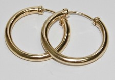 9ct Gold 18mm Capped Sleeper Hoop Earrings - Solid 9k Gold