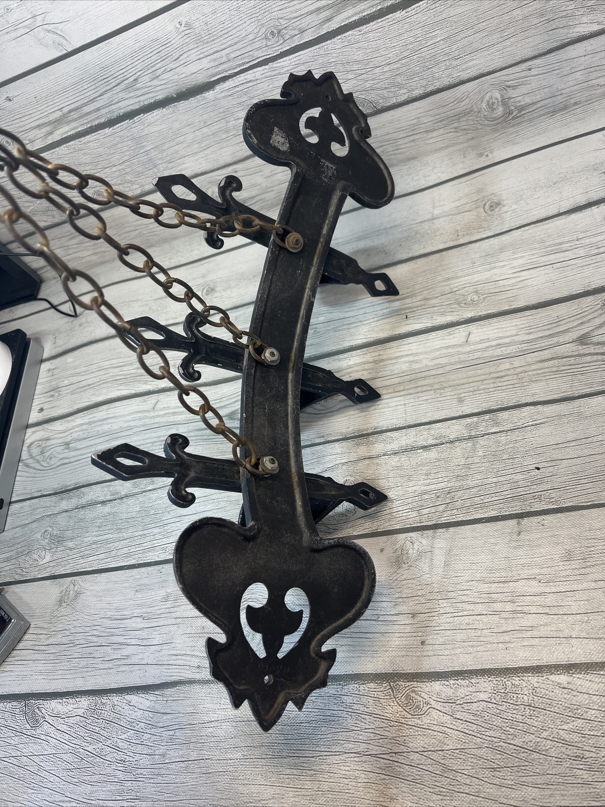 Vintage Chandelier Black Spanish Metal Candle Holder Wall Sconces Holds 3