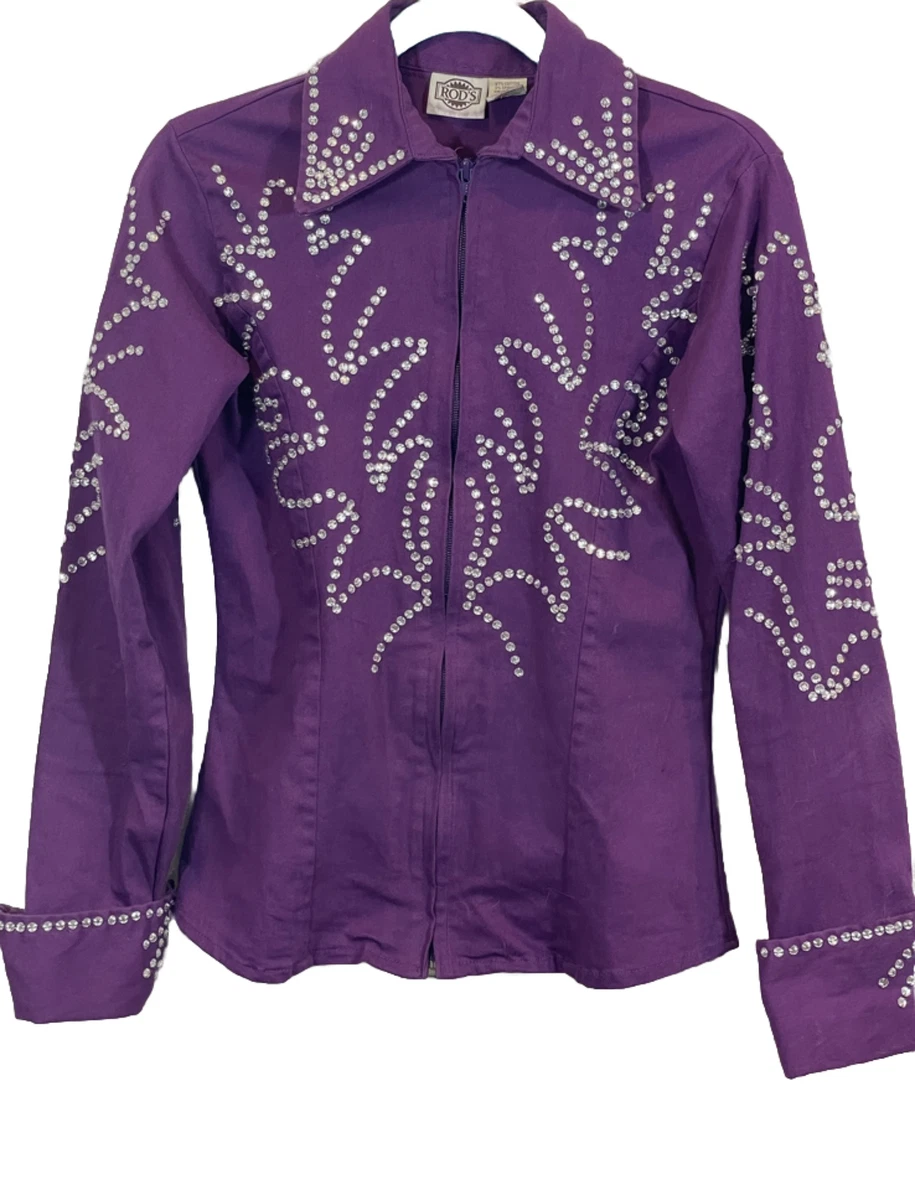 Rod's Small Rodeo Western Rhinestone Bling Purple Jacket Full Front Zip |  eBay