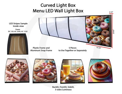 New Curved Luminous Light Box Display  for Restaurant Menu