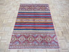 3'11 X 5'10 Hand Knotted Multi Color Super Kazak Khorjin Oriental Rug G5668