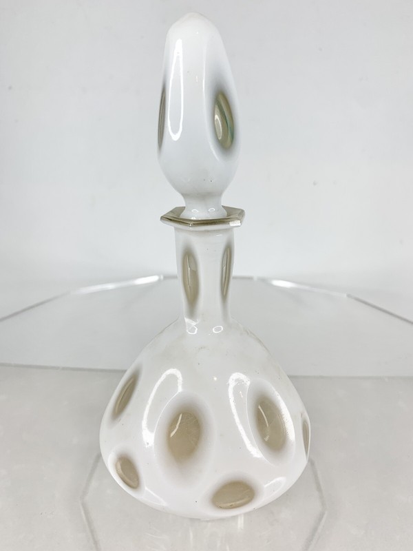 Antique MOSER BOHEMIAN CZECH Coin Polk Dots Art Glass Perfume Bottle w/ Stopper