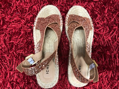 Espadrilles Femme ICHI En Cuir Beige - Taille 39 FR - Neuf Dans Son Emballage