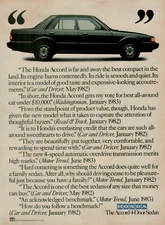 1984 Honda Accord 4-Door Sedan Car & Drive Motor Trend Awards Original Print Ad