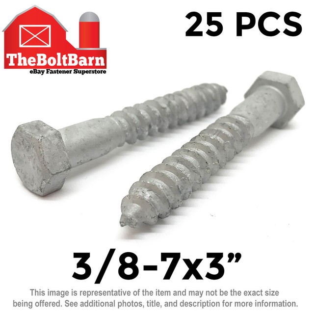25PCS 3/8 x 3" Hex Lag Bolts Wood Screws A307 Grade A Steel Galvanized eBay