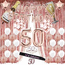 50 Fabulous Gold Banner 50th Birthday Party Decorations Sign For