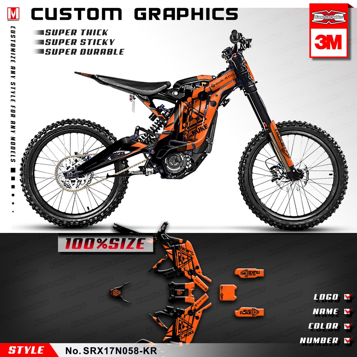 Kungfu Graphics Custom Sticker Decal Kit for Sur-Ron X Segway