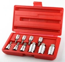 PRO GRADE 10 Pc 3/8" And 1/2" Drive Hex Bit Socket SAE Auto Shop Pro Tools