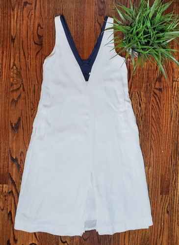 Reiss Women's Linen Blend Valetta Colour Block Midi Dress Navy & White Size 4 - Picture 7 of 12