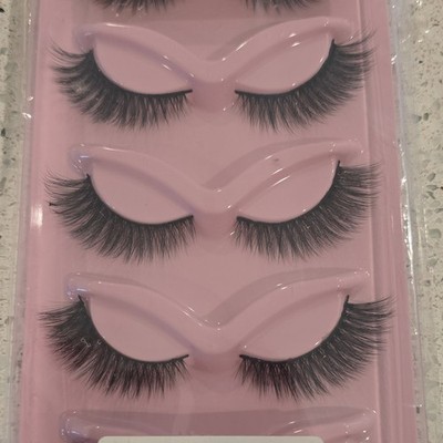 Lot of 5 Pairs Long Black Strip False Eyelashes, Full Volume, Reusable
