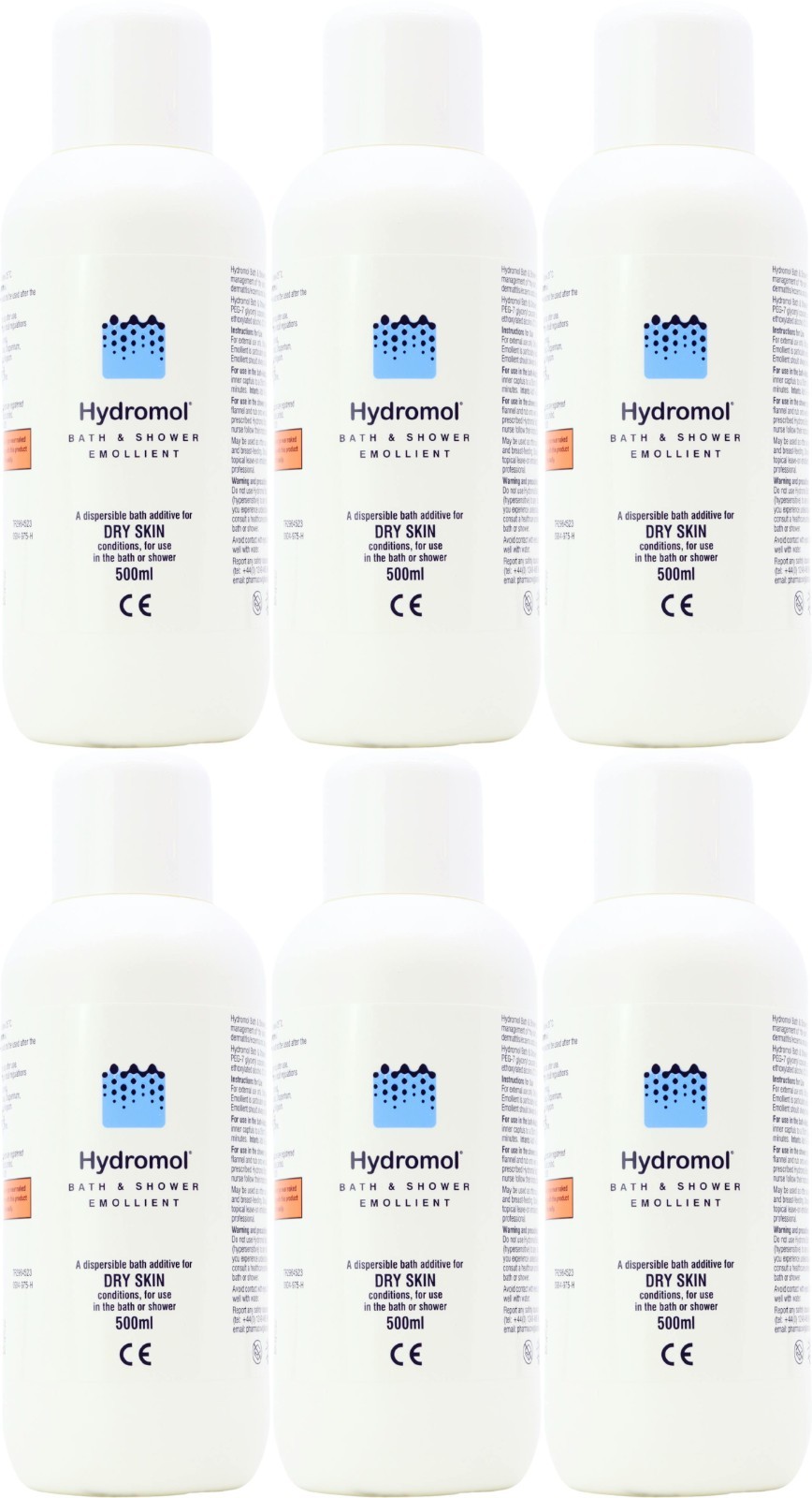 Hydromol Bath & Shower Emollient 500ml X 6