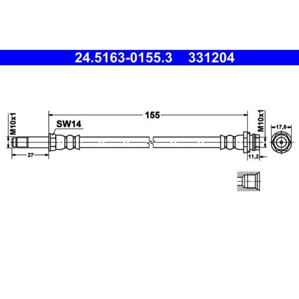 ATE Bremsschlauch Hinterachse Vorne Passend FÜR Ford Galaxy Mondeo S-MAX |-image