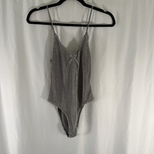 Out From Under Bodysuit Women's Small Grey Ribbed Sleeveless Strappy Lightweight