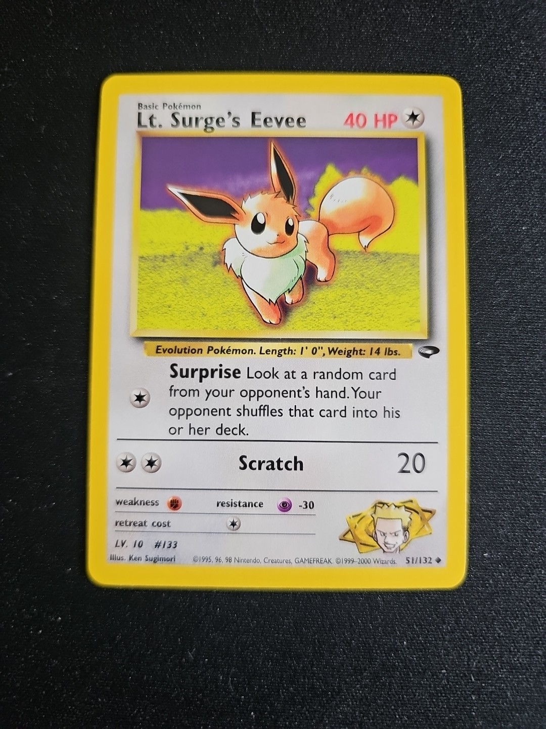 Pokemon TCG LT. Surge's Eevee 1st Edition 51/132 Gym Challenge Uncommon NM