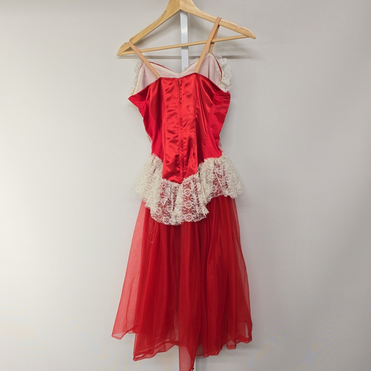 Curtain Call Costumes Vintage Red Lace Tulle Ballet Dance Dress Women Size LT View 3