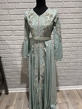 Beaded And Embellished Women  s Blue Kaftan Dress