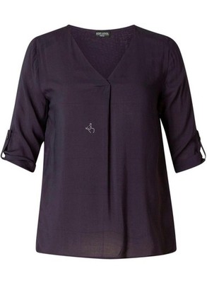 Damen Shirtbluse Schwarz Gr. 58/60 V-Ausschnitt Base Level Curvy Yanina
