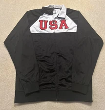 Team USA Olympic Track Jacket US Flag Embroidered Rhinox Men's Black/White XL