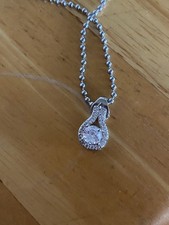 Stainless Steel Pendant with 17 Chain. Silver Color. Rhinestones. New.