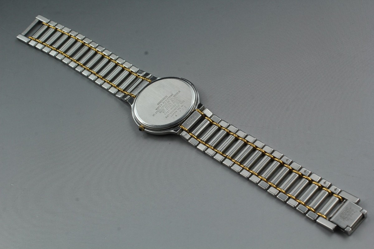Vintage 1990 Exc+5 Seiko Dolce 7741-6050 Roman Two-Tone Quartz 