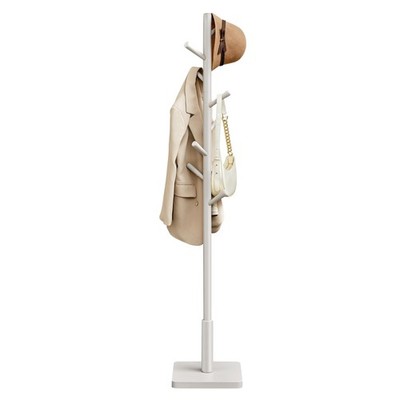 VASAGLE Solid Wood Coat Rack, Free Standing Hall Coat Tree with 8 Hooks, 3 He...
