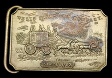 LK26192 VINTAGE  WELLS FARGO  CO - SINCE 1852  BRASS FANTASY COLLECTOR BUCKLE