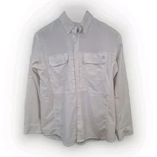 Huk Large Performance Button Down long Sleeve Fishing Shirt Mens  Ivory