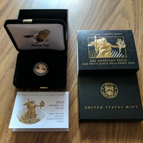 2025-W $5 1/10  oz Proof American Gold Eagle Coin Original Box & COA - OGP
