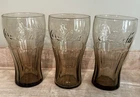 VTG Coca-Cola Smokey Brown Amber 16oz Glasses, Set of 3 Used Excellent Condition