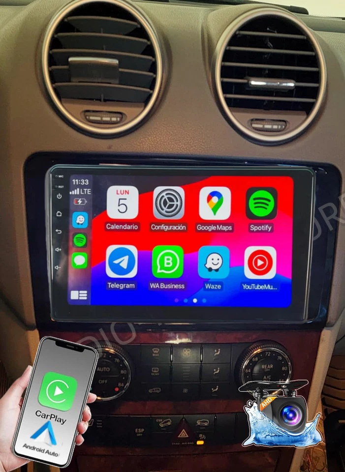 9" CarPlay Car Radio GPS 32G For 2007-2011 Mercedes Benz ML350 GL450 GL550 Foto 4 de 4