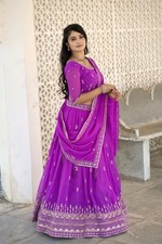 Elegant Look Purple Georgette Lehenga Choli With Dupatta For Wedding  Party