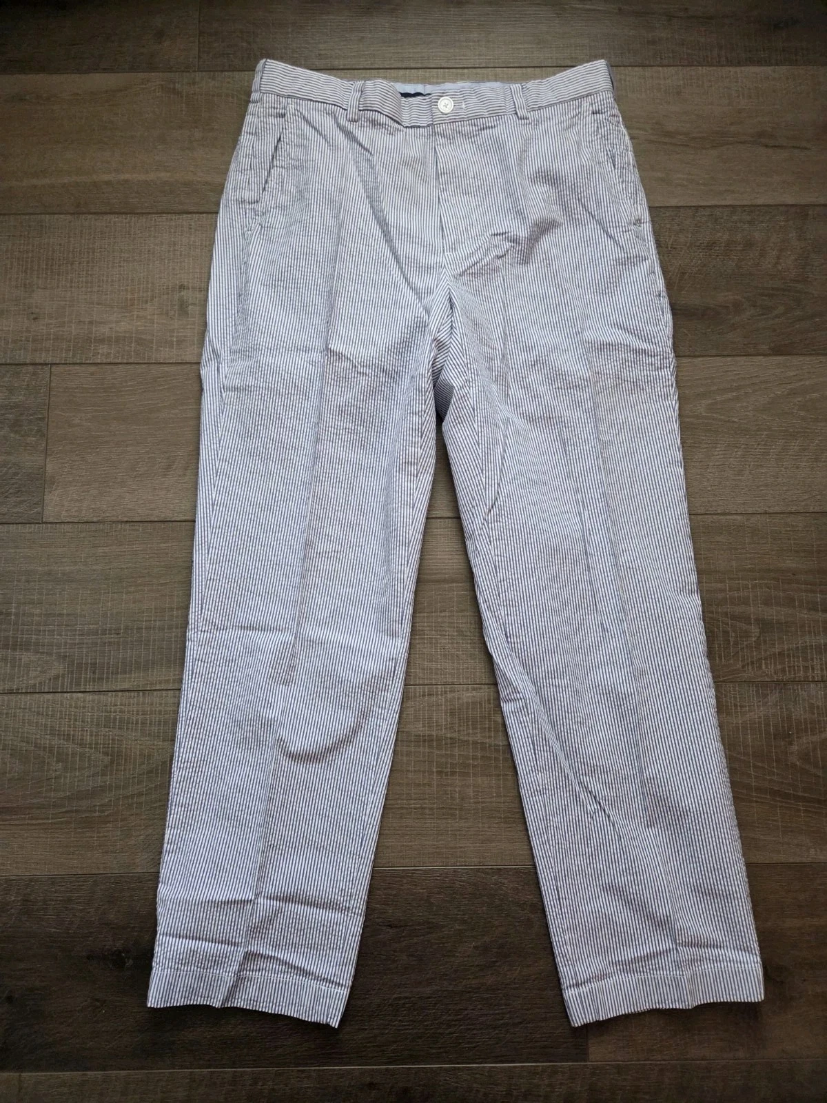 Brooks Brothers Clark Vintage Genuine Seersucker Pants Blue White Men SZ 34x30