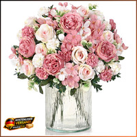 KüNstliche Pfingstrose Blumenstrauß 4 BüNdel Dekoration Wie Echt Blumen 4 StüCk