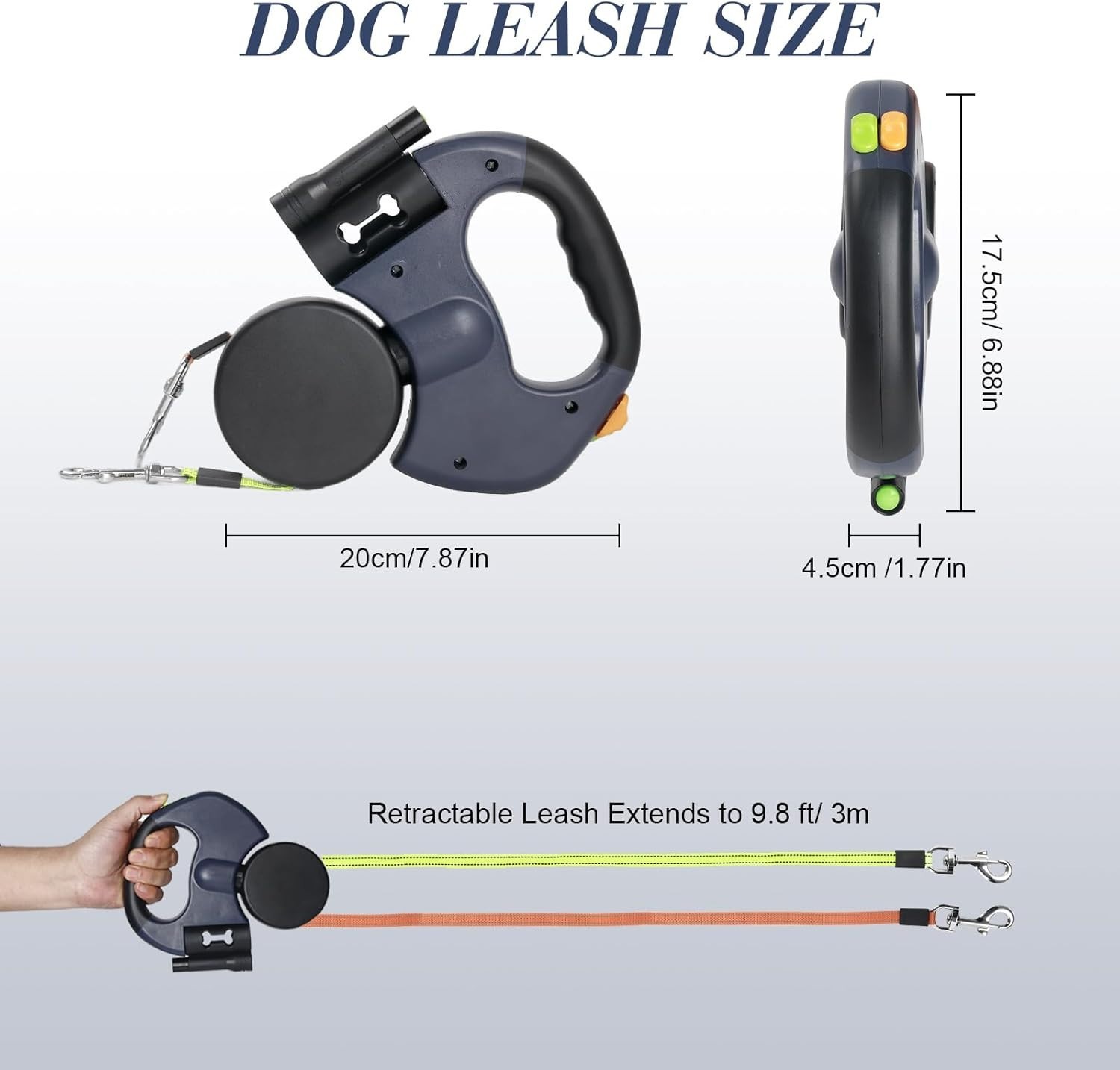 Retractable Reflective Dual Pet Leash Lead 360Swivel Double Dog Walking Leash US